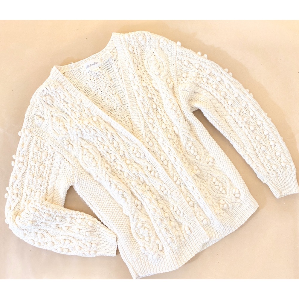 DISTINCTION KNIT CARDIGAN IN IVORY SZ LARGE